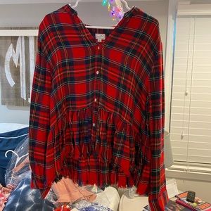 red plaid blouse
